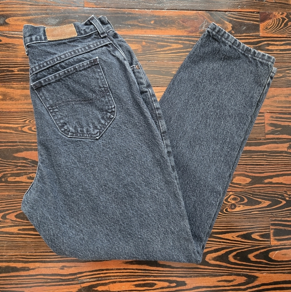 Vintage Lee High Rise Mom Jeans Black Acid Wash 100% Cotton Tapered Leg